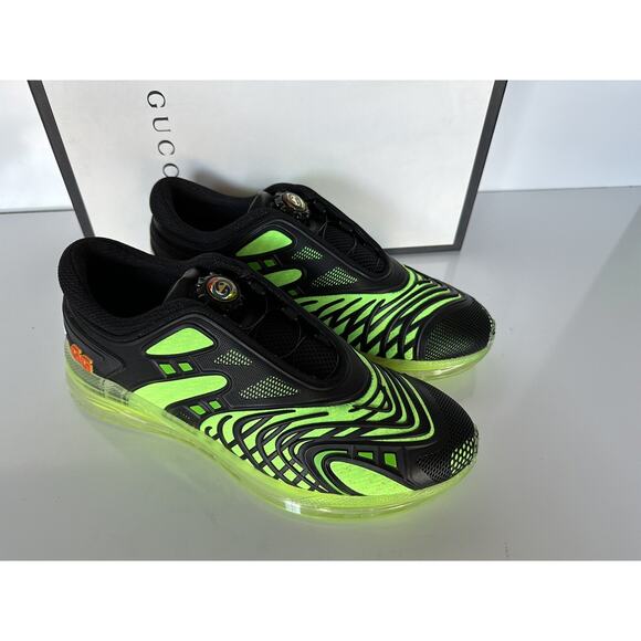 Gucci Ultrapace R Sneakers In Black and Green 8 US (Gucci 7.5) 620337 IT NIB main image 11